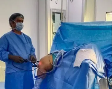 A Team of doctors is performing Robotic Knee Surgery